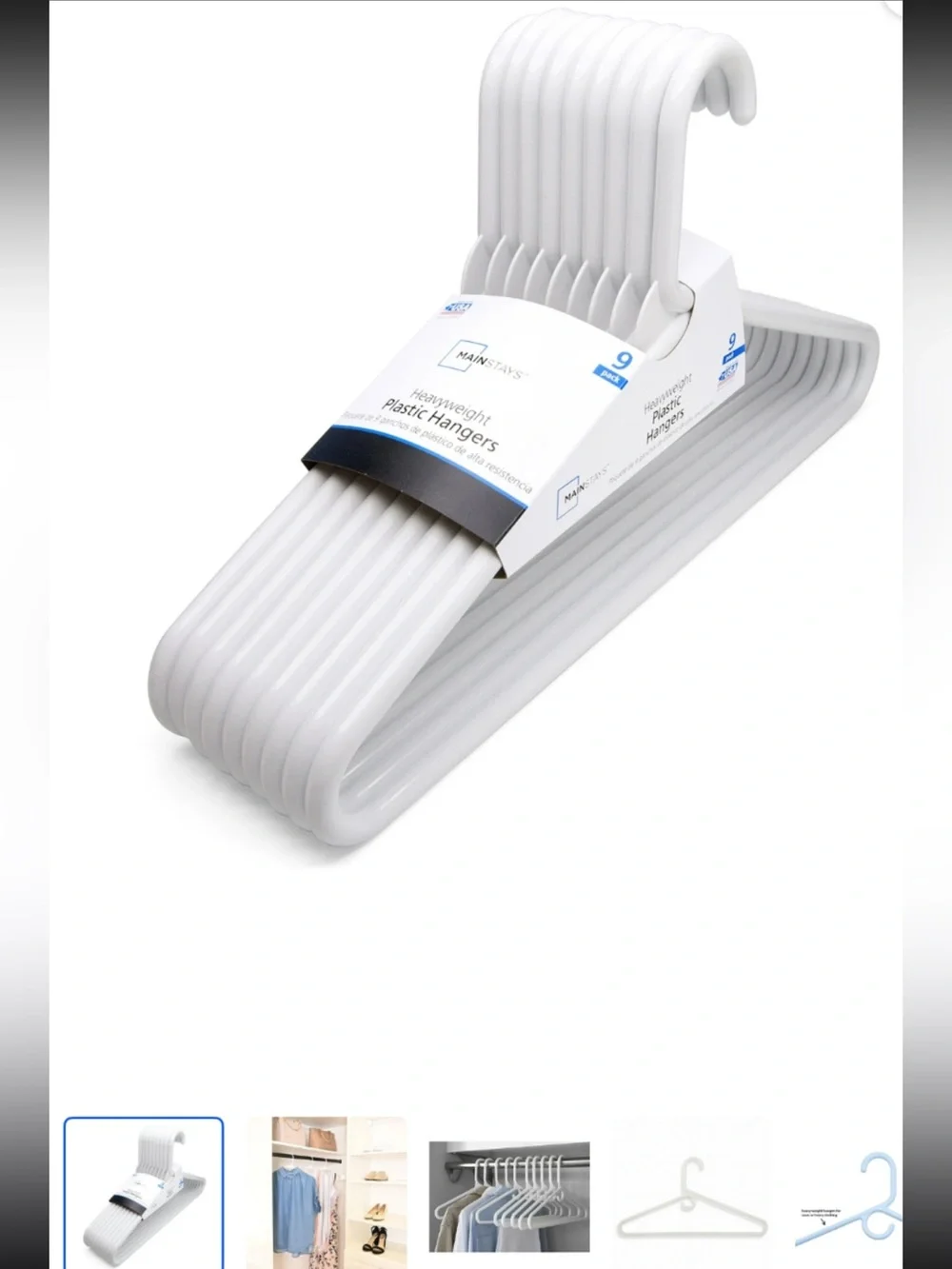 Mainstays 9 Heavyweight Plastic Clothes Hangers-Strong Support-brand new